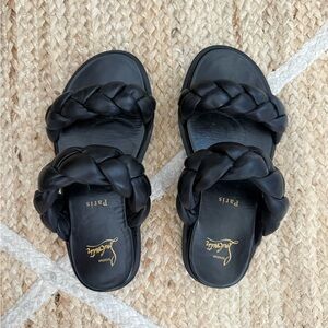 Christian Louboutin Black Braided Leather Sandals